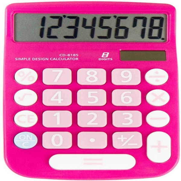 RACDDE CD-8185 Office and Home Style Calculator – 8-Digit LCD Display – Suitable for Desk and On The Move use. (Pink)