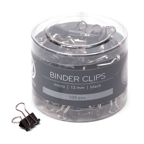 Racdde Binder Clips, Micro 1/2-Inch Width, 1/5-Inch Paper Holding Capacity, Black and Silver Steel, 100-Count