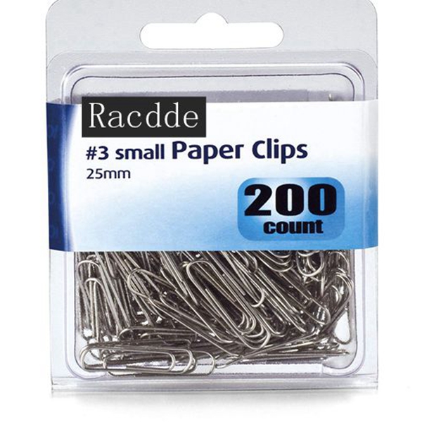 Racdde Small #3 Size Paper Clips, Silver, 200 in Pack (97219)