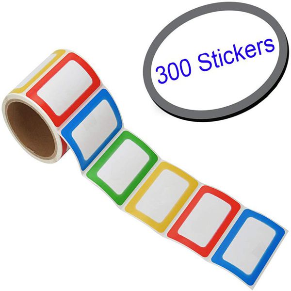 Racdde 300pcs Colorful Name Tag Labels Plain Name Tag Stickers, 4 Assorted Colors, 2 1/4 X 3 1/2 