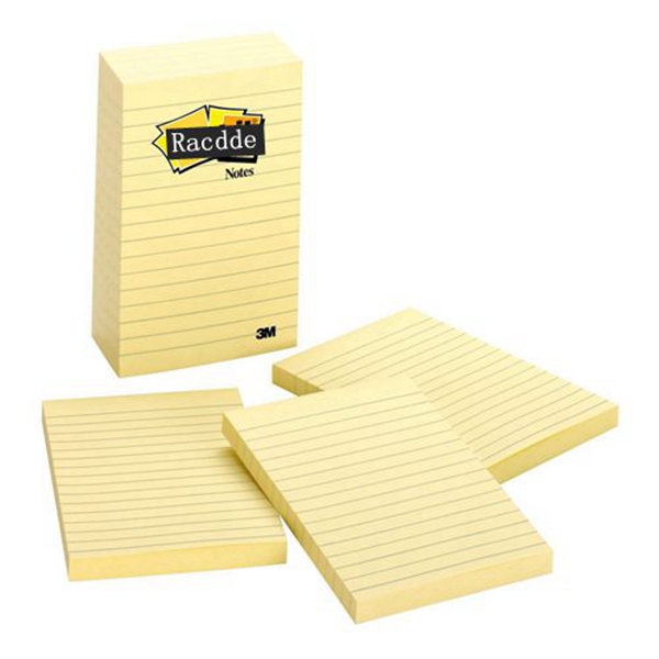 Racdde  Notes, Canary Yellow, Unique Adhesive Designed for Paper, Call out Important Information, 4 in. x 6 in, 5 Pads/Pack, 100 Sheets/Pad (660-5PK) 