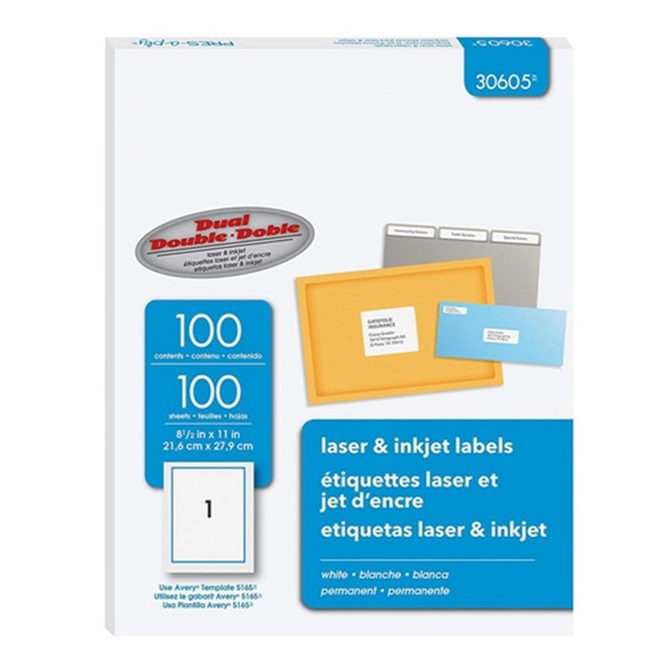 Racdde  8.5 X 11 Inches Laser Address Labels, White, Box of 100 (30605) made In Canada for The Canadian Market 