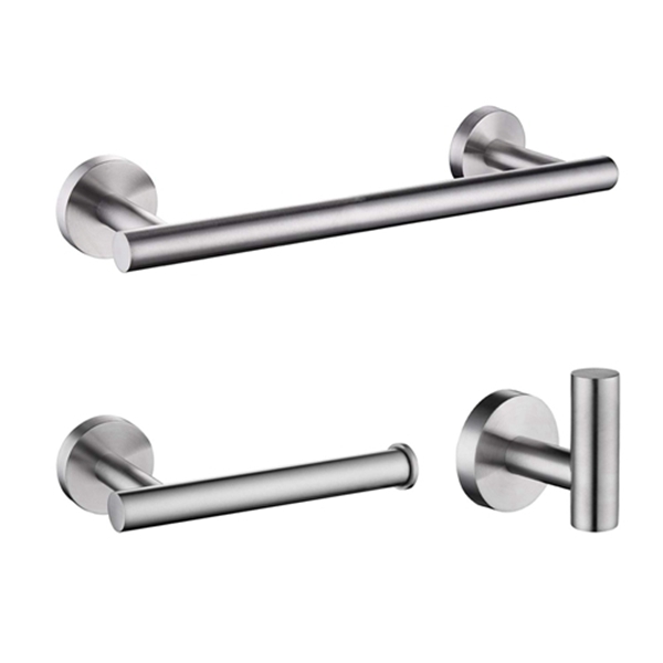 Racdde 3-Pieces Set 12 inch Brushed Nickel Bathroom Hardware SUS304 Stainless Steel Round Wall Mounted - Includes 12" Hand Towel Bar,Toilet Paper Holder, Robe Towel Hooks,Bathroom Accessories Kit 