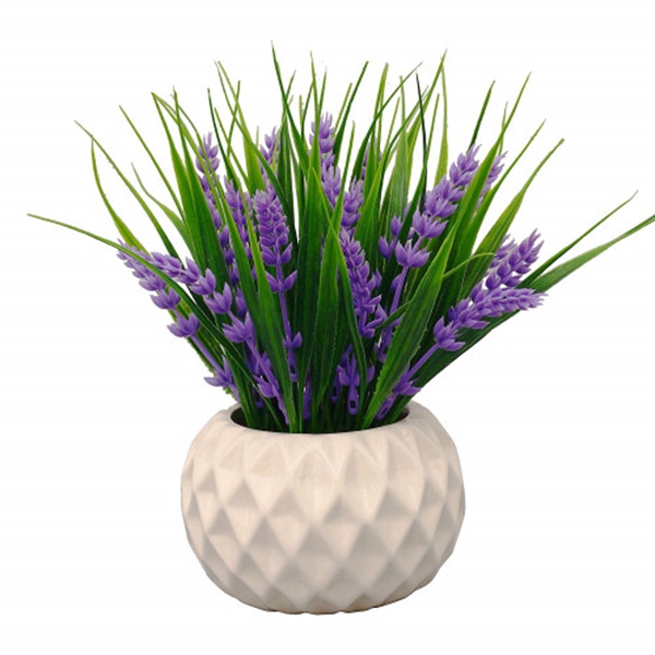 Racdde Modern Artificial Potted Plant for Home Decor Lavender Flowers and Grass Arrangements Tabletop Decoration