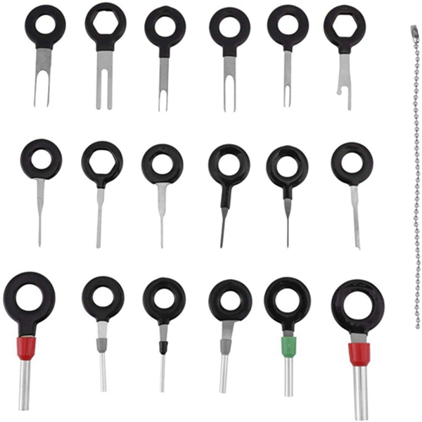 Racdde 18pcs Auto Terminals Removal Key Tool Set,Car Electrical Wiring Crimp Connector Extractor Puller Release Pin Kit 