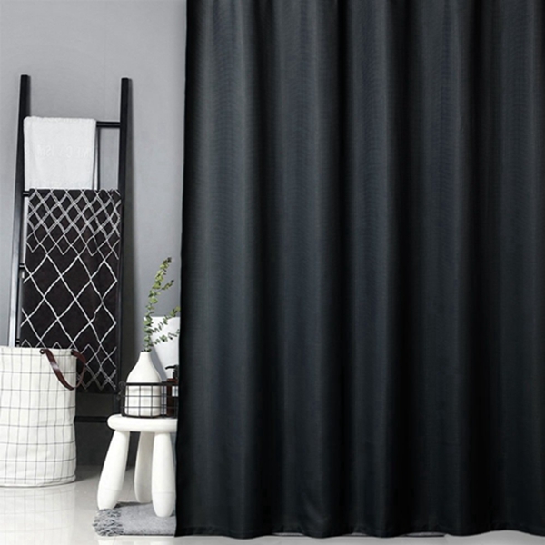 Racdde Black Fabric Shower Curtain, Hotel Quality Water Repellent Waffle Weave Textured Fabric Shower Curtains for Bathroom, 72 x 72 inches 