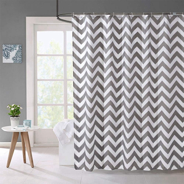  Racdde Shower Curtain, Heavy Duty Waterproof Fabric Shower Curtain with Lead Strip and Rust-Resistant Grommet Holes for Bathroom - Gray Waves 