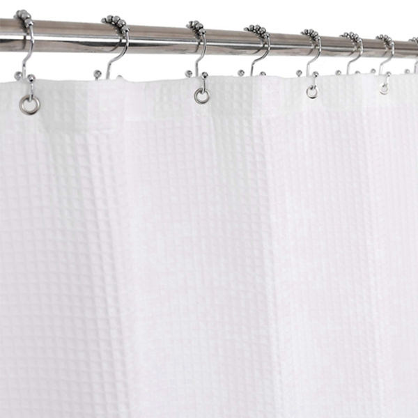 Racdde Waffle Weave Shower Curtain Cotton Blend Fabric, Honeycomb, Hotel Collection, Spa, Washable, White, 72 x 72 inch 