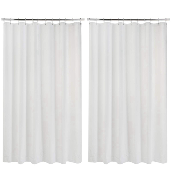 Racdde 2 Pack Shower Curtain Liners, 70" W x 72" H PEVA 3G Shower Curtains with Heavy Duty Stones and 12 Rust-Resistant Grommet Holes, Waterproof Thin Plastic Liners Without Funky Smell- White 