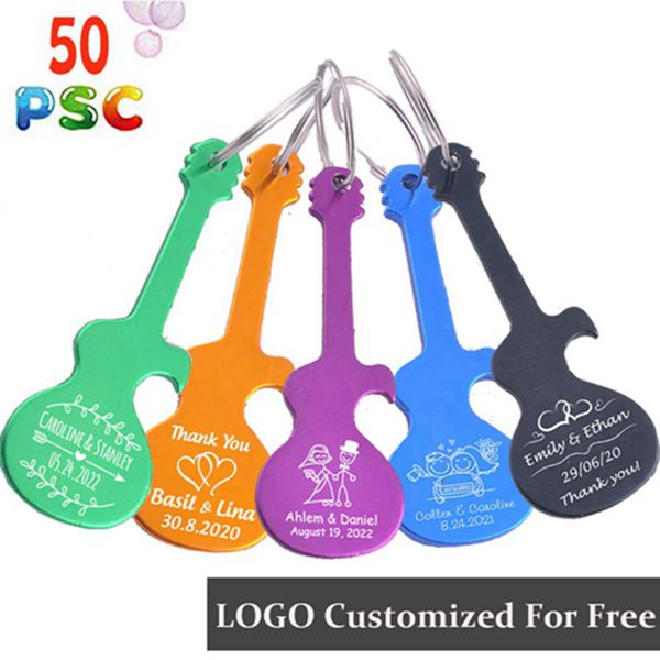 Racdde 50pcs Personalized Engraved Bottle Openers Key Chain Wedding Favors Brewery, Hotel, Restaurant Logo Christmas Private Customized (50 PSC) 