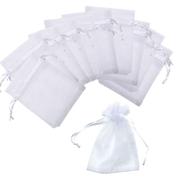 Racdde 120Pcs 4x6 Inches Drawstring Organza Bags Jewelry Favors Gift Bags for Wedding Party Christmas Gifts Candy Bags,White