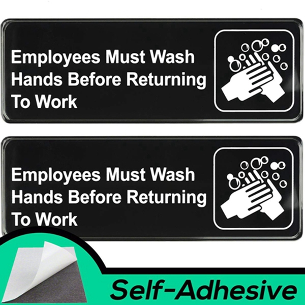 Racdde Easy Install Employees Must Wash Hands Before Returning to Work Sign With Self-Adhesive Backing. 2 Pack Set, One Each For The Mens and Womens Restroom. Takes 30 Seconds To Post Above Bathroom Sinks