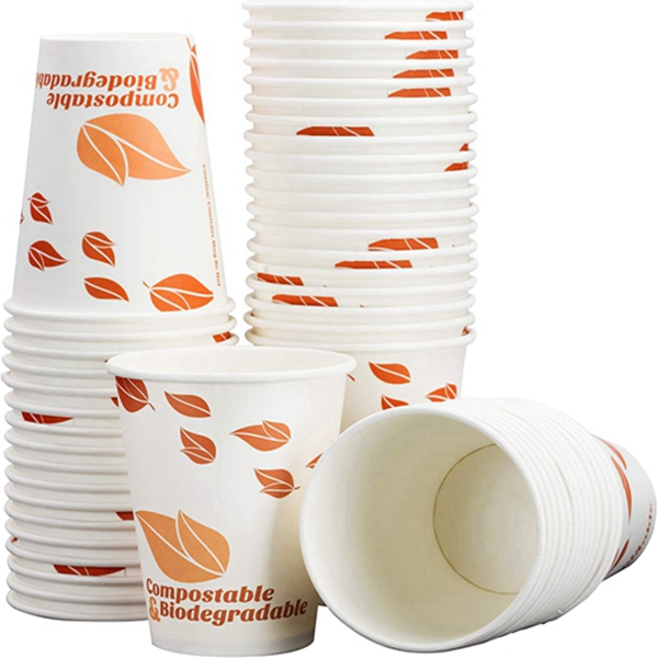 Biodegradable and Compostable 12 Oz Paper Coffee Cups. 100 Pack By Racdde. Medium Sized, PLA Lined Disposable Beverage Cups For Hot and Cold Drinks. For Shops, Kiosks, Concession Stands and More. 