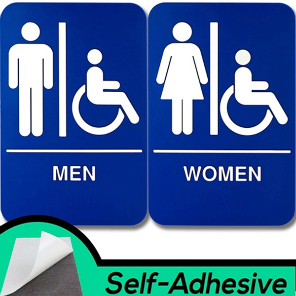Racdde Mens and Womens Restroom Braille 9 in x 6 in Signs With Braille Lettering By Retail Genius. Durable Plastic Placards Display Bathroom Location and Gender. Self-Adhesive Backing For Easy Install 