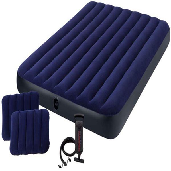 Racdde Classic Downy Airbed Set with 2 Pillows and Double Quick Hand Pump, Queen 