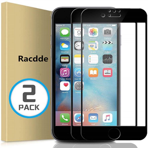 Racdde (2 Pack) iPhone 7 8 6S 6 Screen Protector, Full Coverage Tempered Glass Screen Protector Film Edge to Edge Protection Compatible with iPhone 7, iPhone 8, iPhone 6S, iPhone 6, 4.7 Inch, Black 