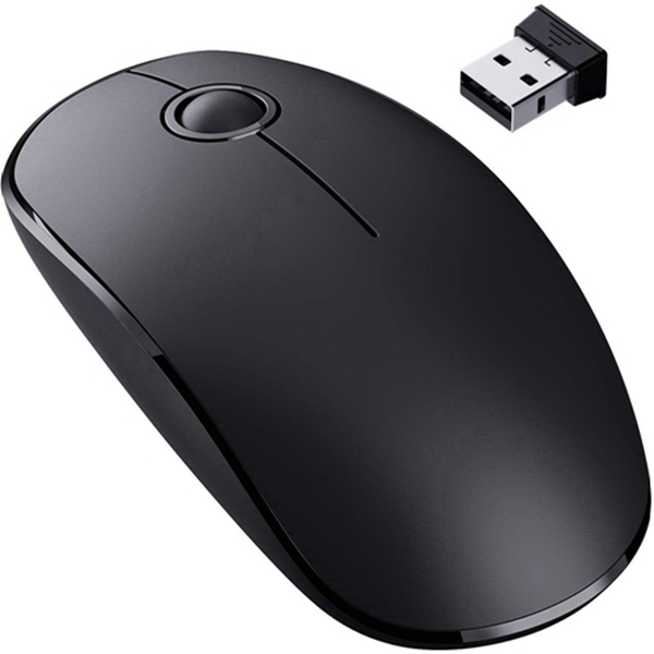 Racdde [Upgraded] Slim Wireless Mouse, 2.4G Silent Laptop Mouse with Nano Receiver, Ergonomic Wireless Mouse for Laptop, Portable Mobile Optical Mice for Laptop, PC, Computer, Notebook, Mac - Black 