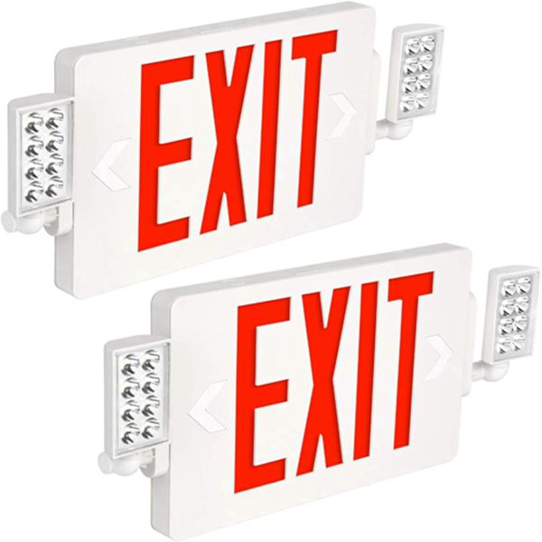 Racdde Ultra Slim LED Exit Sign, Red Letter Emergency exit Lights, 120V-277V Universal Mounting Double Face - 4 Pack 