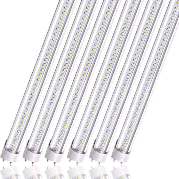 Racdde T8 T10 T12 LED Light Tube 4FT, 18W (40W Equivalent) 2000LM Dual-End Powered, Ballast Bypass, Direct Wire, F48T8 Fluorescent Replacement 5000K Clear Garage, Warehouse, Shop Light- 6 Pack 