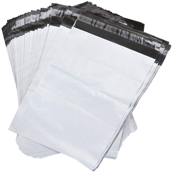 Racdde 100pcs 14.5x19 Poly Mailers 2.5 Mil Envelopes Shipping Bags With Self Sealing Strip, White Poly Mailers 