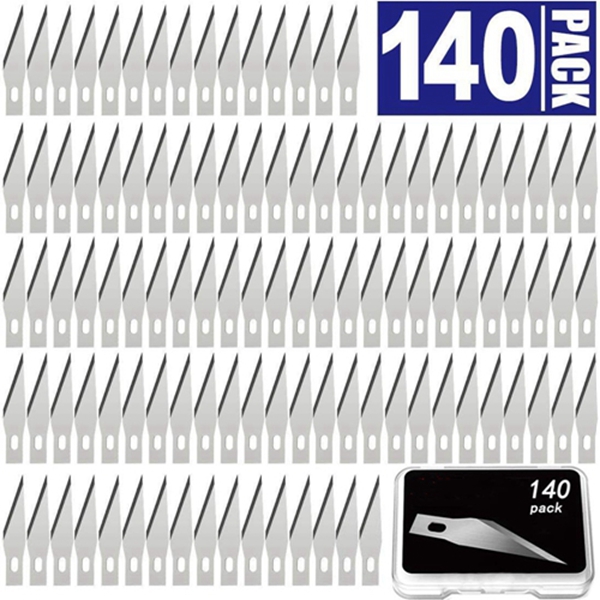 Racdde 140 PCS Exacto Knife Blades, High Carbon Steel #11 Refill Exacto Art Blades Cutting Tool with Storage Case for Craft, Hobby, Scrapbooking, Stencil 