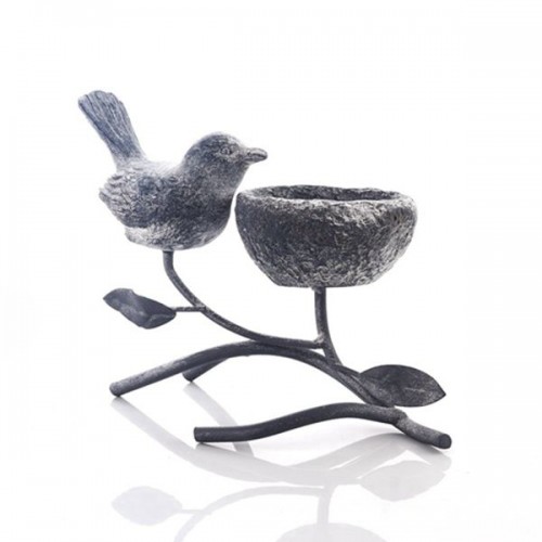 Racdde Votive Candle Holders, Vintage Home Decor Centerpiece, Iron Branches, Resin Bird and Nest, Tabletop Decorative TeaLight Candle Stands (Grey Black) 