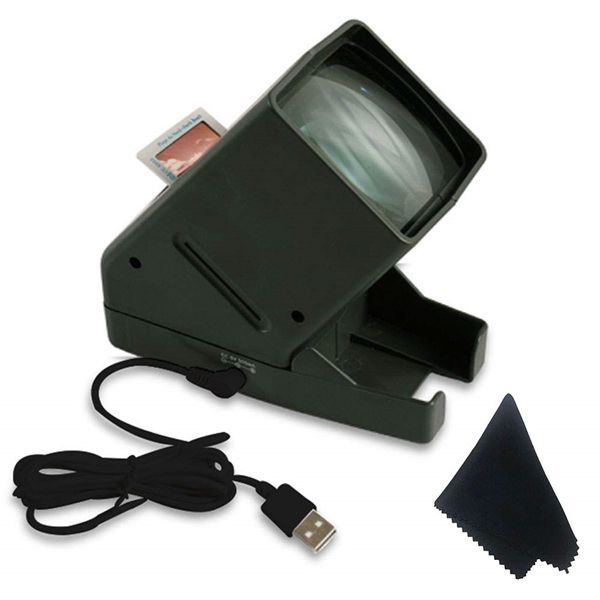 Racdde USB Powered 35mm Negative Slide Film Viewer, Old Slides Scanner Portable LED Lighted Negative Viewing – 3X Magnification, Handheld Projector Suit for 2 × 2 Slides 