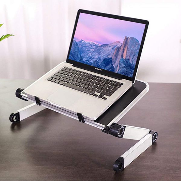 Racdde Adjustable Laptop Stand Table for Office,Portable Lap Desk Stand Compatible Notebook Tablets MacBook,Foldable Lift Bracket Aluminum Ergonomics Design,Office or Home Desk-Black 