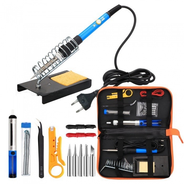 Racdde Electronic 60W Soldering Iron Tool Kit with 5pcs Soldering Tips, Desoldering Pump, Soldering Iron Stand